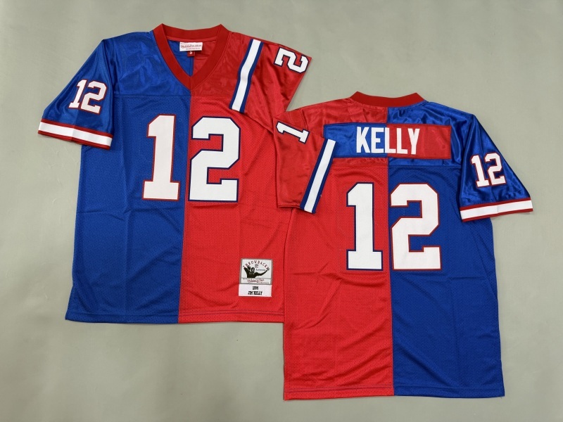 Men 2025 Buffalo Bills 12 Kelly blue red Throwback Limited NFL Jersey style 001